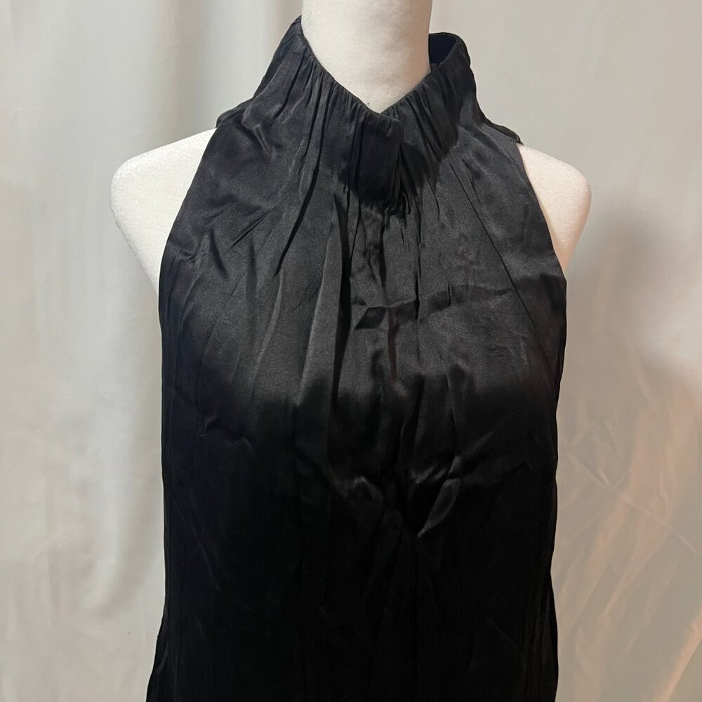 Taylor Black Turtle Neck Silk Blend Sleeveless Shift Dress Size 4 Pockets